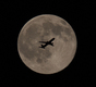 飛行機と満月