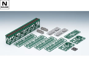 3267 上路式単線トラス鉄橋S280(F)(深緑)(PC橋脚・2本付)