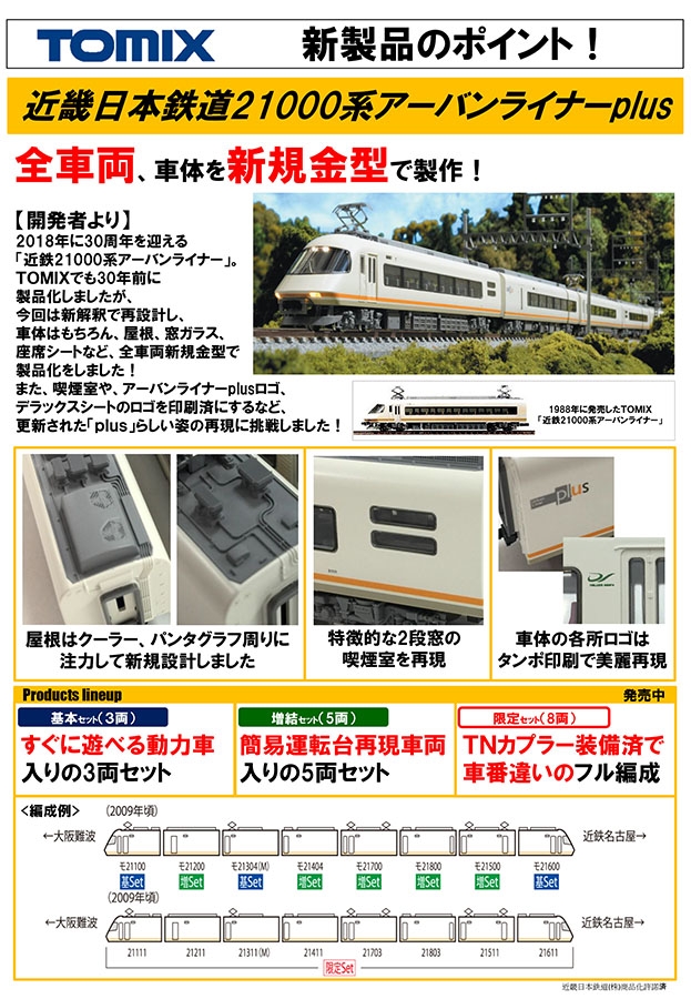 近畿日本鉄道21000系アーバンライナーplus基本セット｜鉄道模型 TOMIX ...