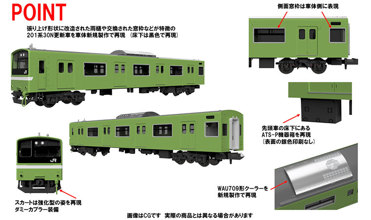 JR 201系通勤電車(JR西日本30N更新車・ウグイス)セット｜鉄道模型 
